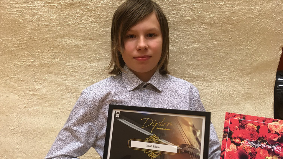 Noah Bäcke som har vunnit musiktävlingen Musica Akustica.